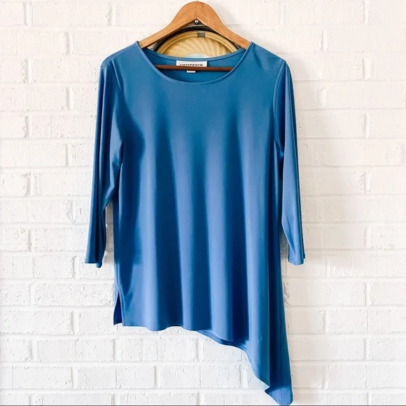 Caroline Rose blue asymmetrical shirt - Picture 1 of 8